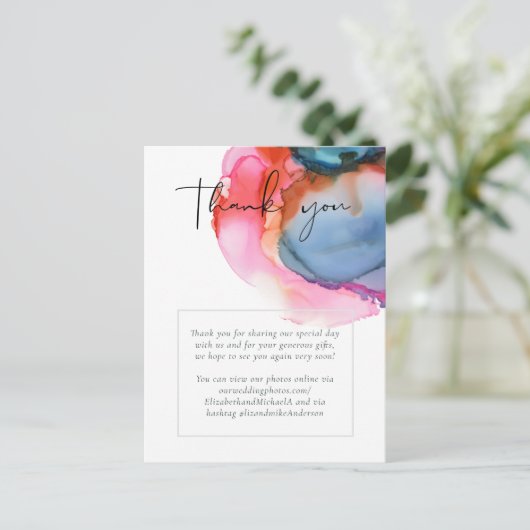 BUDGET abstracte regenboog Waterverf bruiloft Briefkaart (Staand voorkant)