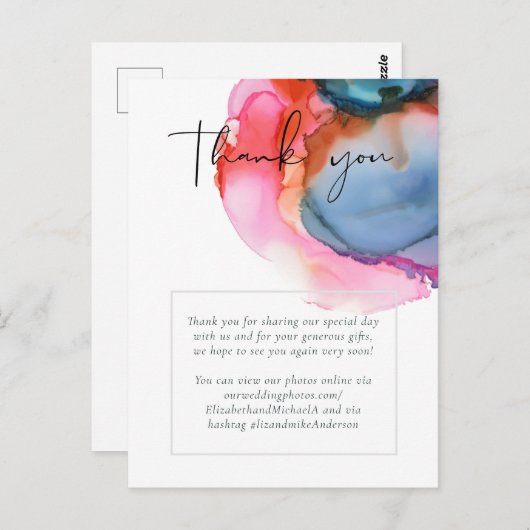 BUDGET abstracte regenboog Waterverf bruiloft Briefkaart (Voorkant / Achterkant)