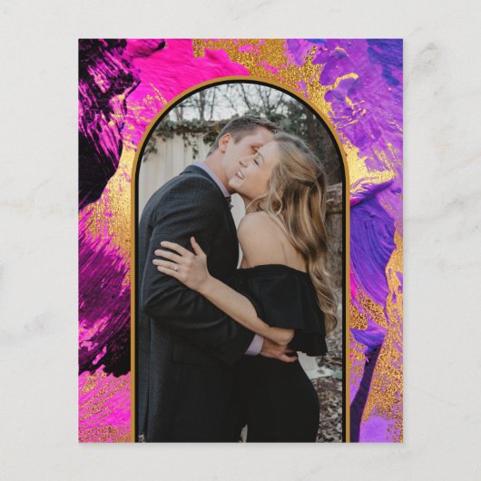 Budget abstracte roze boog PHOTO bruiloft Uitnodig Flyer (Achterkant)