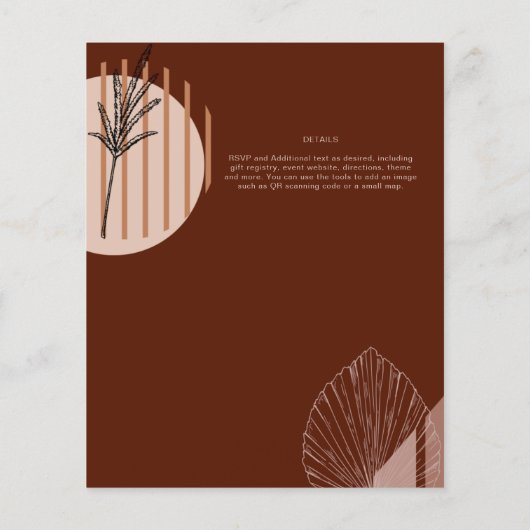 BUDGET Abstracte Rust Beige Pampas Grass Wedding Flyer (Achterkant)