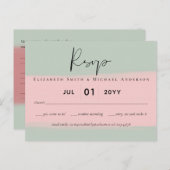 BUDGET Abstracte Sage Blush Pink Script Wedset Briefkaart (Voorkant / Achterkant)