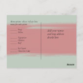 BUDGET Abstracte Sage Blush Pink Script Wedset Briefkaart (Achterkant)