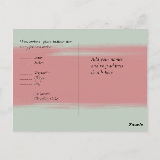 BUDGET Abstracte Sage Blush Pink Script Wedset Briefkaart (Achterkant)