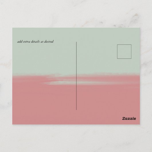 BUDGET Abstracte Sage Blush Pink Script Wedset Briefkaart (Achterkant)