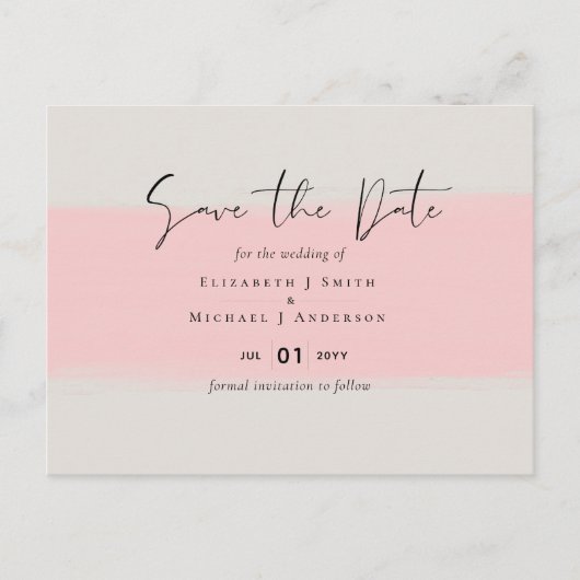 BUDGET Abstracte Sage Blush Pink Script Wedset Briefkaart (Voorkant)