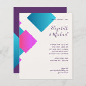 Budget Abstracte Turquoise Pink Wedding Invites (Voorkant / Achterkant)