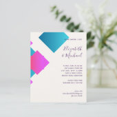Budget Abstracte Turquoise Pink Wedding Invites (Staand voorkant)