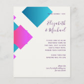 Budget Abstracte Turquoise Pink Wedding Invites (Voorkant)