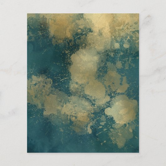 Budget Abstracte Waterverf Blauwgroen Gold Wedding (Achterkant)