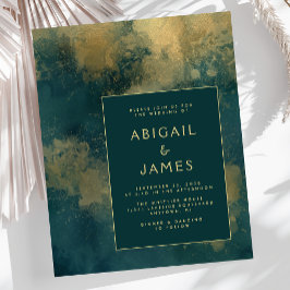 Budget Abstracte Waterverf Blauwgroen Gold Wedding