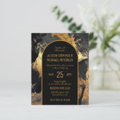 Budget abstracte zwarte PHOTO trouwuitnodiging (Staand voorkant)