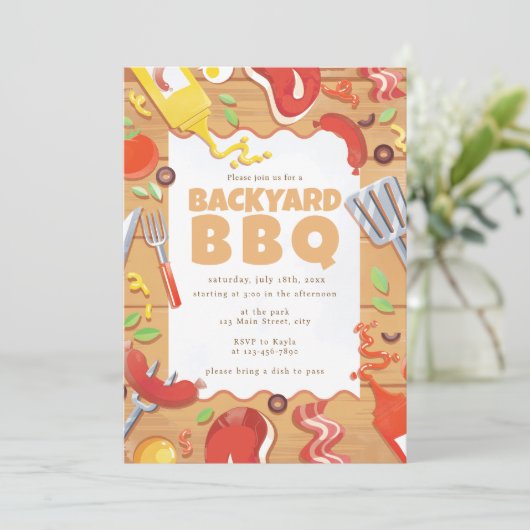 Budget Achtertuin Waterverf Eenvoudig feest Kaart (Staand voorkant)