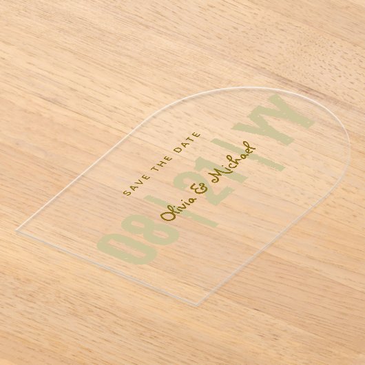 BUDGET Acryl Bewaar Datum Minimalist Goud ARCH Acryl Uitnodigingen (Laagn)