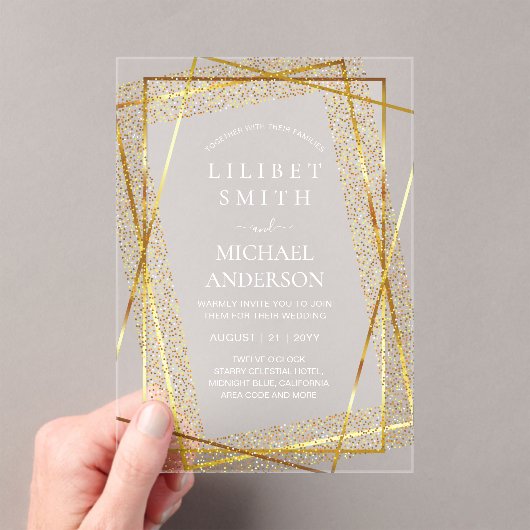 BUDGET Acryl bruiloft Goud Faux Folie Elegant Acryl Uitnodigingen (Insitu (Draagbaar))