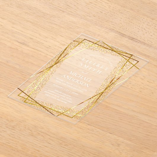 BUDGET Acryl bruiloft Goud Faux Folie Elegant Acryl Uitnodigingen (Laagn)