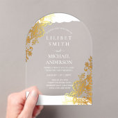 BUDGET Acryl bruiloft gouden kant filigraan Elegan Acryl Uitnodigingen (Insitu (Draagbaar))