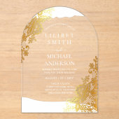 BUDGET Acryl bruiloft gouden kant filigraan Elegan Acryl Uitnodigingen (Voorkant)