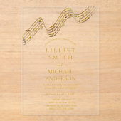 BUDGET Acryl Bruiloft MUZIEKNOTEN Gouden Tekst Acryl Uitnodigingen (Voorkant)