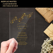 BUDGET Acryl Bruiloft MUZIEKNOTEN Gouden Tekst Acryl Uitnodigingen