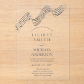 BUDGET Acryl bruiloft MUZIEKNOTEN Zilver Grijs Acryl Uitnodigingen (Voorkant)