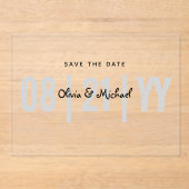 BUDGET Acryl bruiloft Save Datum Minimalistisch Wi Uitnodigingen (Voorkant)