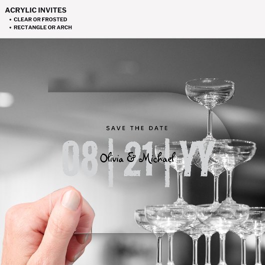 BUDGET Acryl bruiloft Save Datum Minimalistisch Wi Uitnodigingen