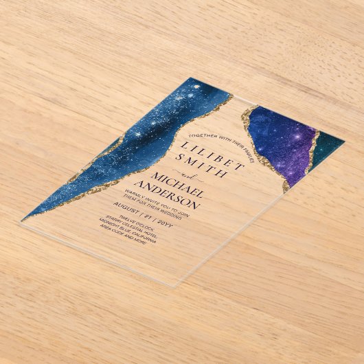 BUDGET Acryl bruiloft STERRENNACHT CELESTIAL SKY Acryl Uitnodigingen (Laagn)