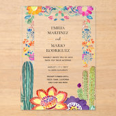 BUDGET Acryl Clear Fiesta Folkart Wedding Acryl Uitnodigingen (Voorkant)