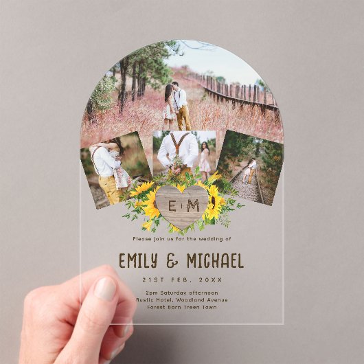 BUDGET Acryl Clear Foto bruiloft Zonnebloemen Acryl Uitnodigingen (Insitu (Draagbaar))