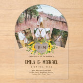 BUDGET Acryl Clear Foto bruiloft Zonnebloemen Acryl Uitnodigingen (Voorkant)