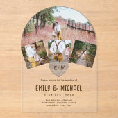 BUDGET Acryl Clear Photo Collage Wedding Rustiek Acryl Uitnodigingen (Voorkant)