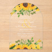 BUDGET Acryl Clear Wedding Nodig Zonnebloemen uit Acryl Uitnodigingen (Voorkant)