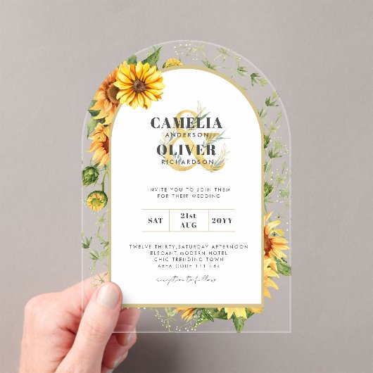 BUDGET Acryl Clear Wedding Nodig Zonnebloemen uit Acryl Uitnodigingen (Insitu (Draagbaar))