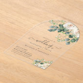 BUDGET Acryl Clear Wedding White Roses Greenery Acryl Uitnodigingen (Laagn)