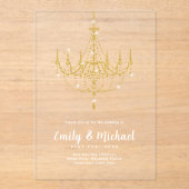 BUDGET Acryl Heldere Gouden Lichtjes Elegante Luxe Acryl Uitnodigingen (Voorkant)