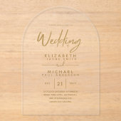 BUDGET Acryl Heldere Gouden Tekst Elegante Trouwfe Acryl Uitnodigingen (Voorkant)