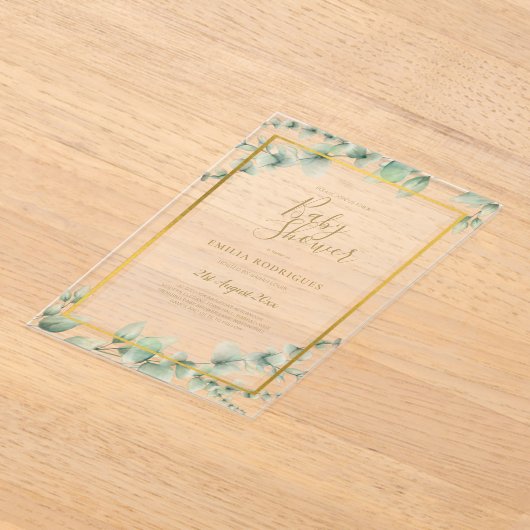 BUDGET Acryl Heldere of Mat Babyshower Bladeren Acryl Uitnodigingen (Laagn)