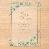 BUDGET Acryl Heldere of Mat Babyshower Bladeren Uitnodigingen (Voorkant)