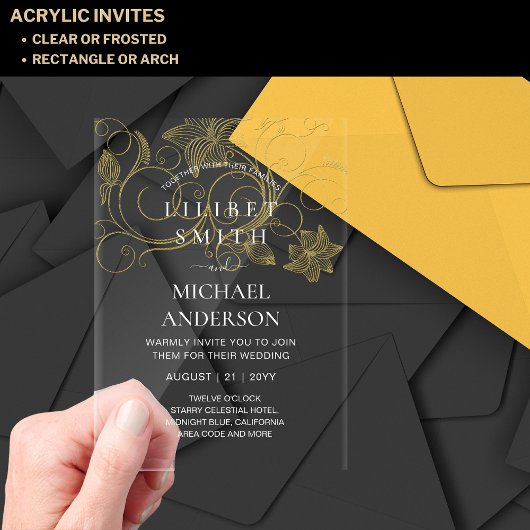 BUDGET Acryl Huwelijk Goud Wit Elegant Chic Acryl Uitnodigingen