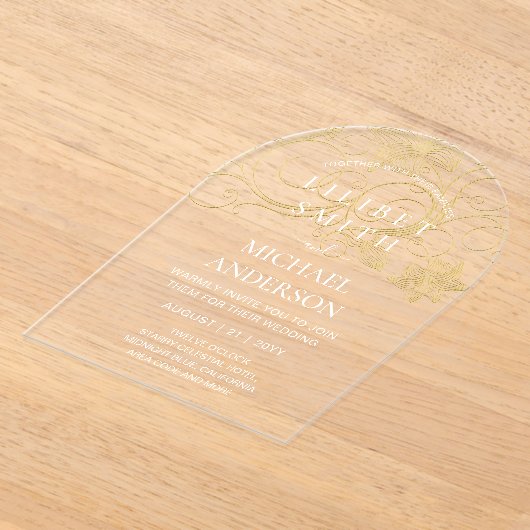 BUDGET Acryl Huwelijk Goud Wit Elegant Chic Acryl Uitnodigingen (Laagn)