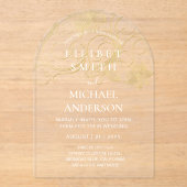 BUDGET Acryl Huwelijk Goud Wit Elegant Chic Acryl Uitnodigingen (Voorkant)