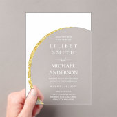 BUDGET Acryl Huwelijk Modern Wit Goud Minimal Acryl Uitnodigingen (Insitu (Draagbaar))