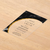 BUDGET Acryl Huwelijk Modern Zwart Goud Minimaal Acryl Uitnodigingen (Laagn)