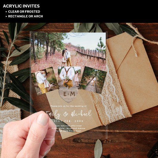 BUDGET Acryl Transparante Fotocollage Bruiloft Mod Acryl Uitnodigingen