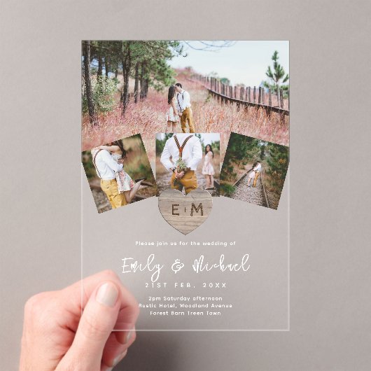 BUDGET Acryl Transparante Fotocollage Bruiloft Mod Acryl Uitnodigingen (Insitu (Draagbaar))