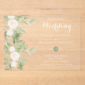 BUDGET Acryl Transparante Trouw Magnolia Bloemen Acryl Uitnodigingen (Voorkant)