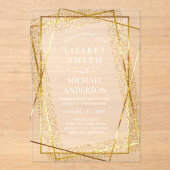 BUDGET Acryl Trouw Goud Künstliche Folie Elegant Acryl Uitnodigingen (Voorkant)