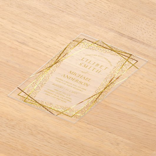 BUDGET Acryl Trouw Goud Nep Folie Elegant Acryl Uitnodigingen (Laagn)