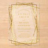 BUDGET Acryl Trouw Goud Nep Folie Elegant Uitnodigingen (Voorkant)