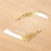 BUDGET Acryl Trouw Gouden Lace Filigraan Elegant  Acryl Uitnodigingen (Laagn)